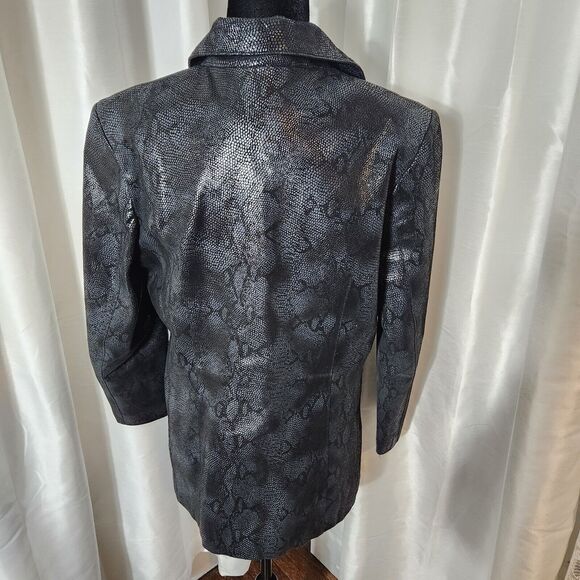 BERNARDO Y2K Vintage Womens Medium Snake Print Suede Leather Zip Front Jacket - Picture 7 of 9